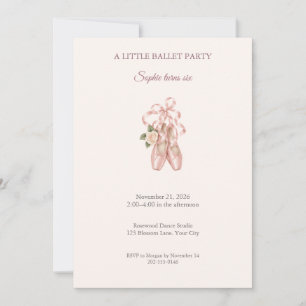 Roze ballet slipper verjaardagsuitnodiging kaart