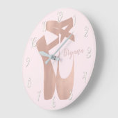 Roze ballet Slippers Ballerina Roos Gepersonalisee Grote Klok (Hoek)
