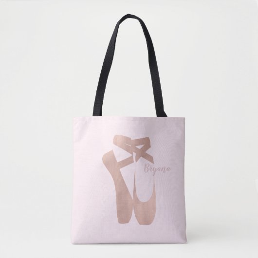 Roze ballet Slippers Ballerina Roos Gepersonalisee Tote Bag (Voorkant)
