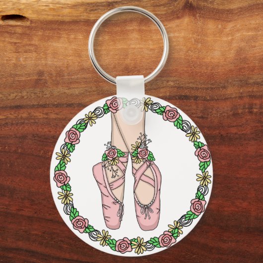 Roze ballet Slippers Persoonlijk Ballerina Sleutelhanger (Voorkant)
