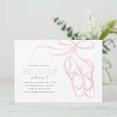 Roze Ballet Slippers Verjaardagsfeest Uitnodiging (Staand voorkant)