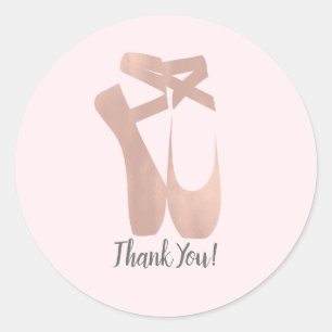 Roze ballet slippertjes ballerina roos feest gunst ronde sticker