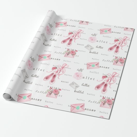 Roze ballet slippertjes cadeaupapier (Uitgerold)