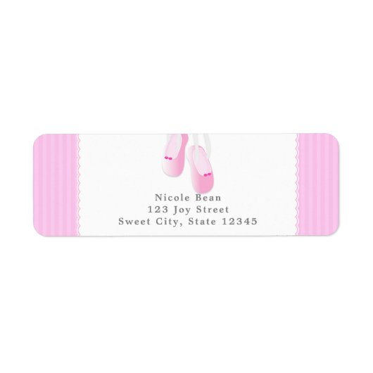 Roze ballet slippertjes feest uitnodiging labels (Voorkant)