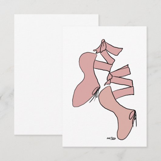 Roze ballet toont kunstuitnodiging RSVP kaartje (Voorkant / Achterkant)