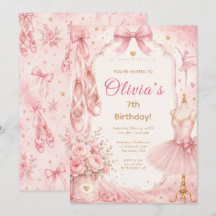 Roze ballet tutu feestje kaart