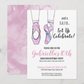 Roze Ballet Verjaardagsfeest Kaart (Voorkant / Achterkant)