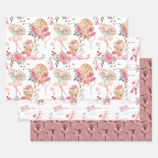 Roze balletdanseres inpakpapier vellen (Set)