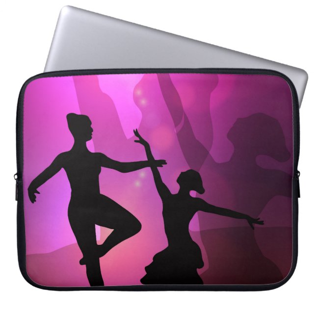 Roze balletdanseres Silhouette-laptophoes Laptop Sleeve (Voorkant)