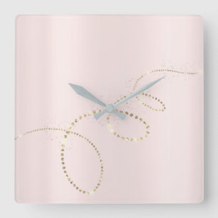 Roze balletkristallen, bevroren Glazen Infiniteit Vierkante Klok