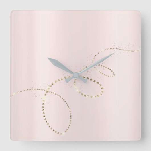 Roze balletkristallen, bevroren Glazen Infiniteit  Vierkante Klok (Voorkant)