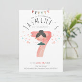 Roze Balletmeisje 7e Verjaardag Kaart (Staand voorkant)