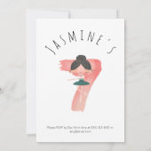 Roze Balletmeisje 7e Verjaardag Kaart (Achterkant)