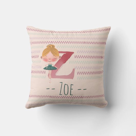 Roze Balletmeisje Monogram Z – Persoonlijke Kunst Kussen (Achterkant)