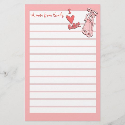 Roze balletpapier briefpapier (Voorkant)