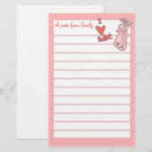 Roze balletpapier briefpapier (Voorkant / Achterkant)