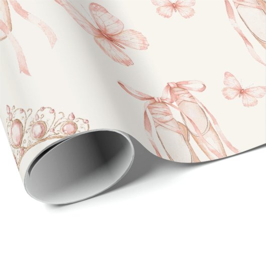 Roze balletpompen en tiara's cadeaupapier (Rol Hoek)