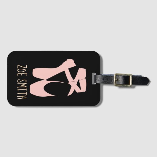 Roze balletpuntenschoenen bagagelabel (Voorkant (horizontaal))