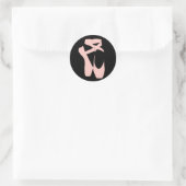 Roze balletpuntenschoenen ronde sticker (Tas)