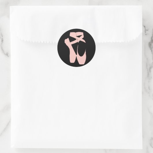 Roze balletpuntenschoenen ronde sticker (Tas)