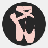Roze balletpuntenschoenen ronde sticker (Voorkant)