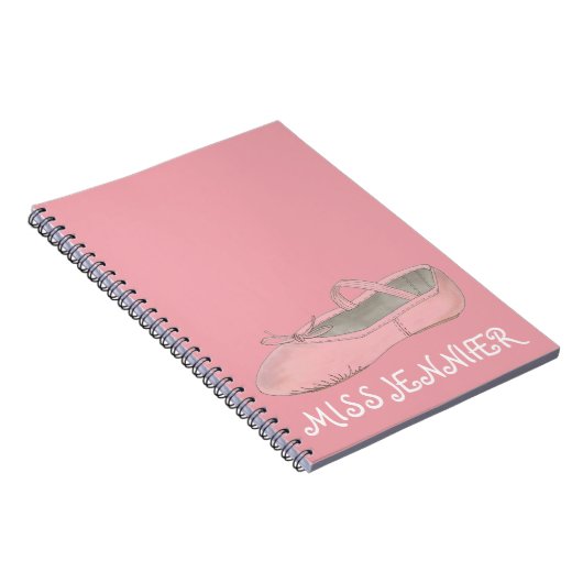 Roze balletschoen Dance leraar Gift Notitieboek (Rechterzijde)