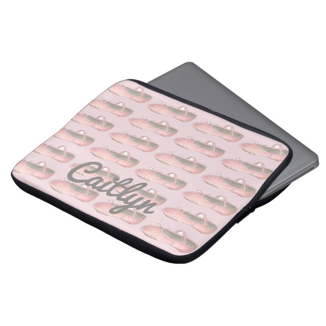 Roze balletschoen persoonlijke danseres laptop sleeve (Voorkant top)