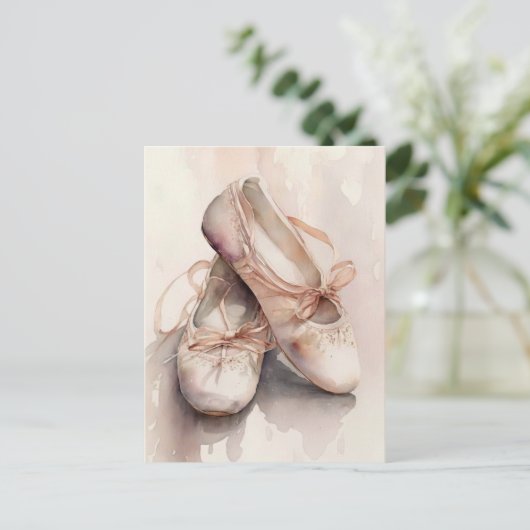 Roze balletschoenen Briefkaart (Staand voorkant)