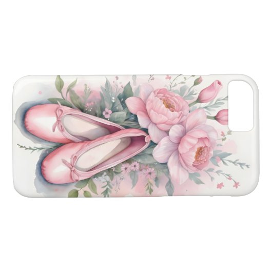 Roze balletschoenen en bloemen Case-Mate iPhone case (Achterkant (Horizontaal))