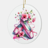 roze balletschoenen en bloemen gepersonaliseerd keramisch ornament (Links)