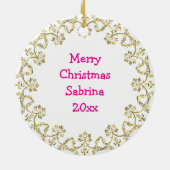 roze balletschoenen en bloemen gepersonaliseerd keramisch ornament (Achterkant)