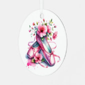  roze balletschoenen en bloemen gepersonaliseerd metalen ornament (Voorkant links)