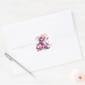 roze balletschoenen en bloemen ronde sticker (Envelop)