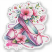 roze balletschoenen en bloemen sticker (Voorkant)