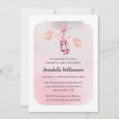 Roze balletschoenen en vlinderdag feest kaart (Voorkant)