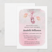 Roze balletschoenen en vlinderdag feest kaart (Voorkant / Achterkant)