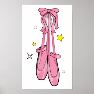 Roze balletschoenen, gebundeld met een poot poster