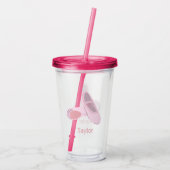 Roze balletschoenen met een persoonlijke naam acryl drinkbeker (Achterkant)