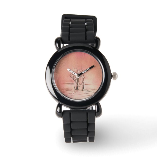 Roze balletschoenen op Pointe Horloge (Voorkant)