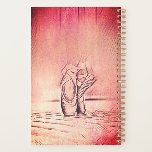 Roze balletschoenen op Pointe Planner (Achterkant)