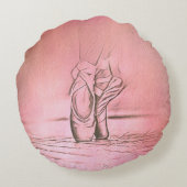 Roze balletschoenen op Pointe Rond Kussen (Achterkant)