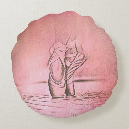 Roze balletschoenen op Pointe Rond Kussen (Achterkant)