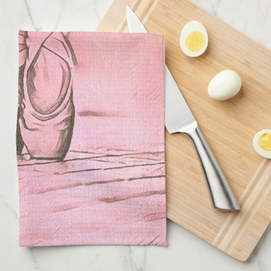 Roze balletschoenen op Pointe Theedoek (Quarter Fold)