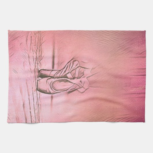 Roze balletschoenen op Pointe Theedoek (Horizontaal)