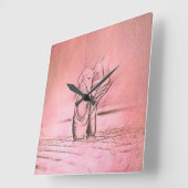 Roze balletschoenen op Pointe Vierkante Klok (Hoek)