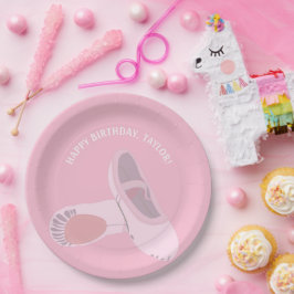 Roze balletschoenen op roze, gepersonaliseerde par papieren bordje