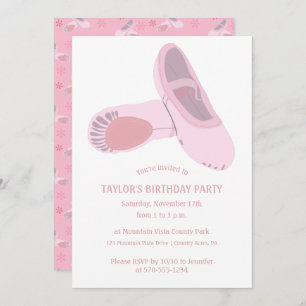 Roze balletschoenen op White Custom Birthday Party Kaart