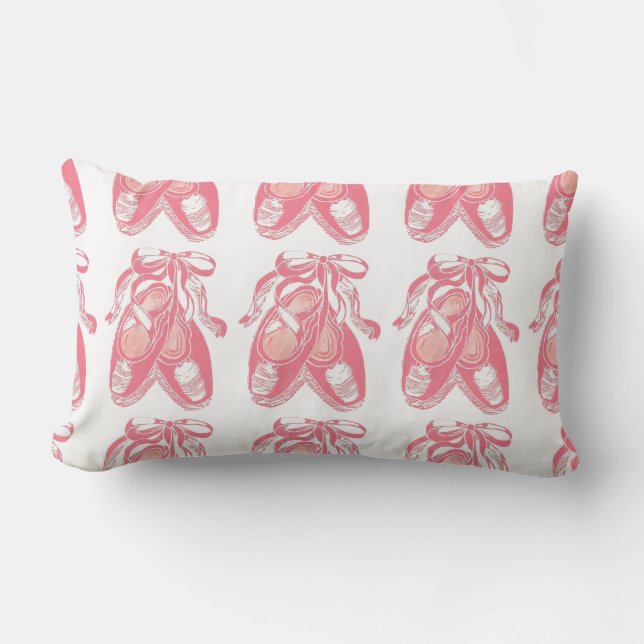 Roze balletschoenen Patroonluis Lumbar Pillow Kussen (Voorkant)