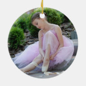 Roze balletschoenen Persoonlijke foto Keramisch Ornament (Achterkant)