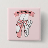 Roze balletschoenen vierkante button 5,1 cm (Voorkant)
